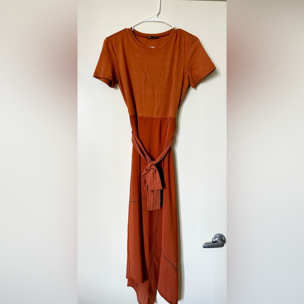 ZARA Women’s Long Dress Size S Small with Bow Tie